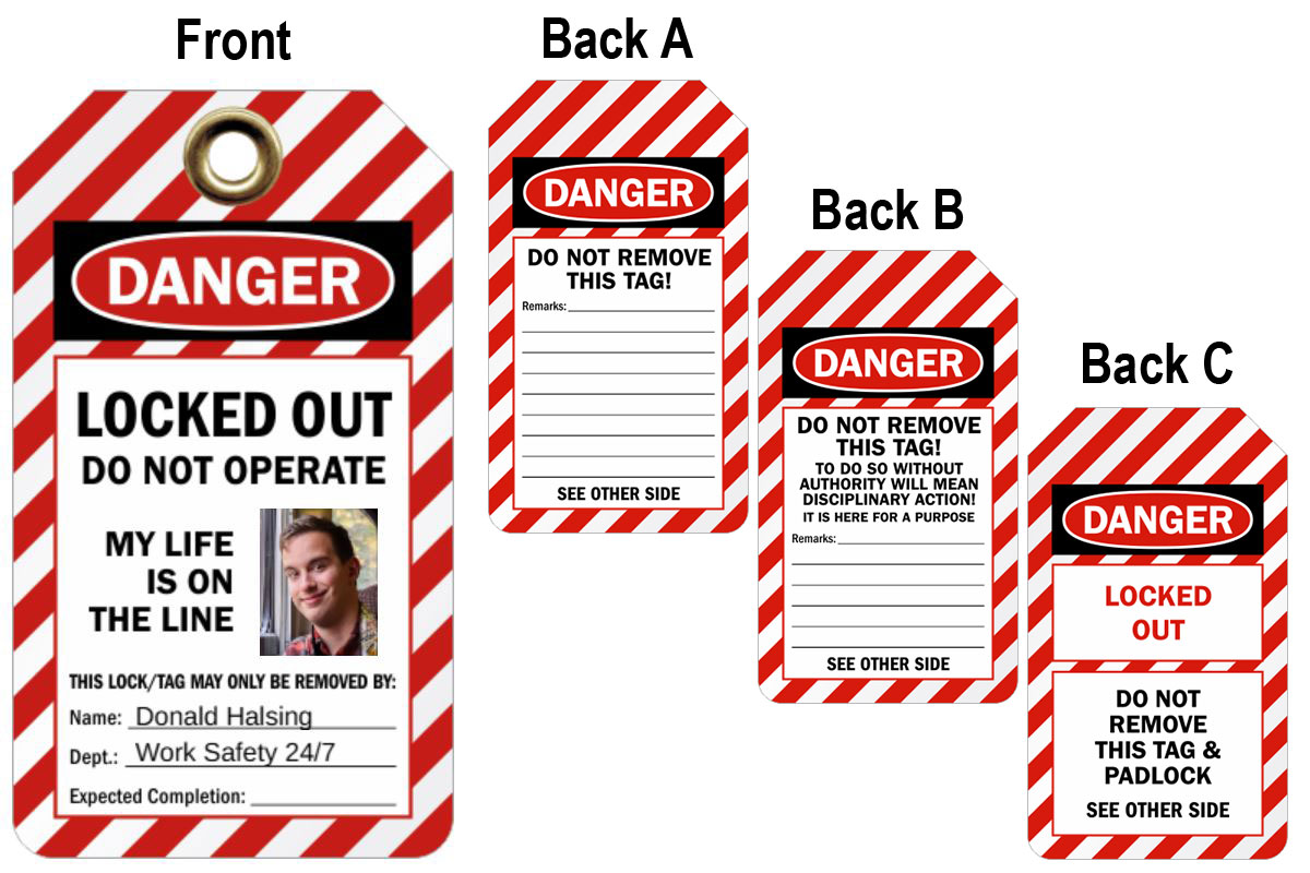 Lockout Tag Custom OSHA Danger Safety Tags With Photo
