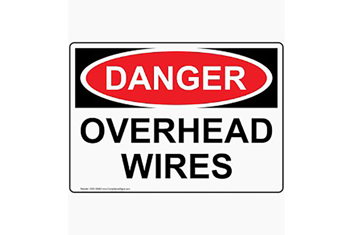 ComplianceSigns OSHA DANGER Overhead Wires Sign