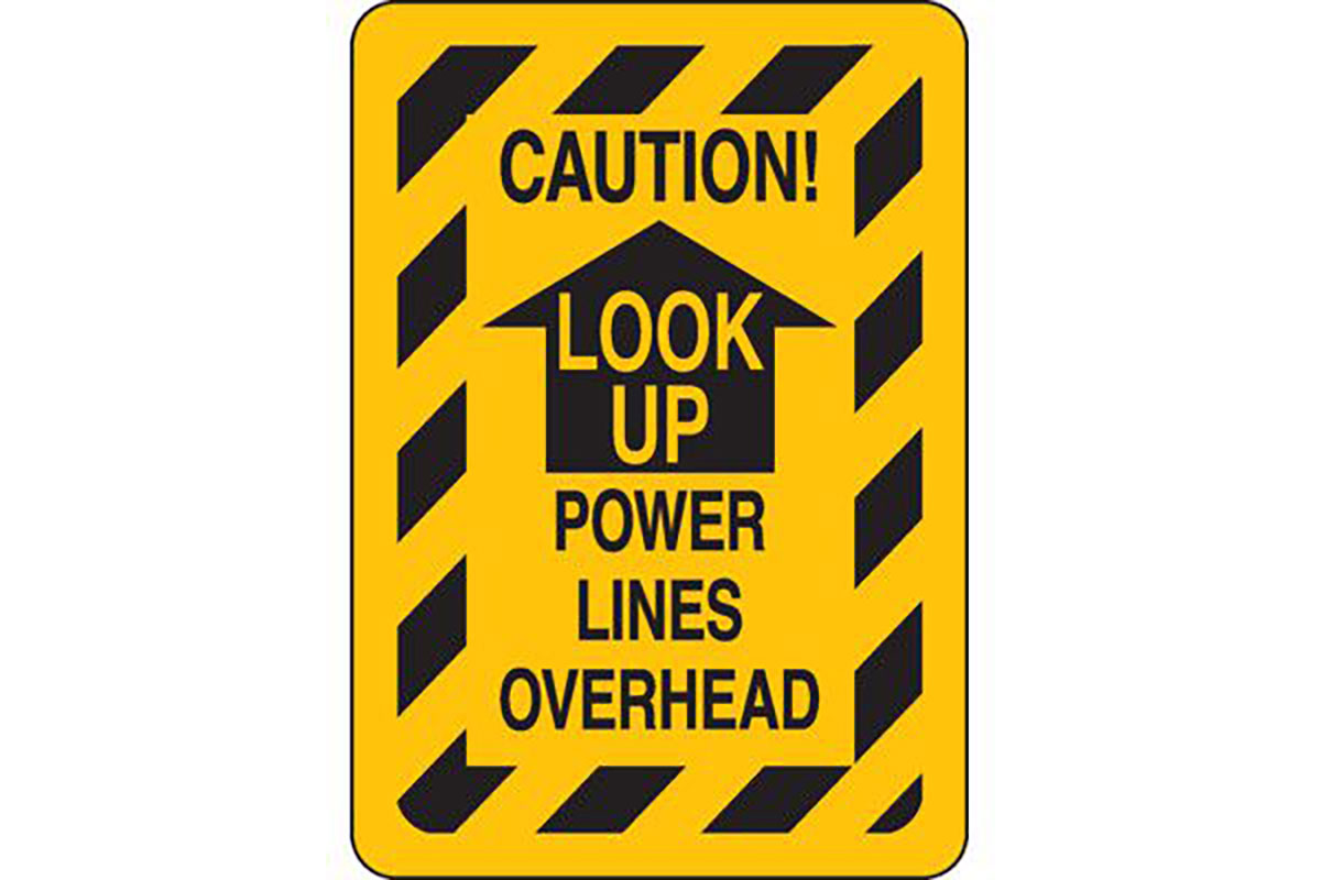 Seton Caution Look Up Power Lines Overhead - Electrical Safety Signs