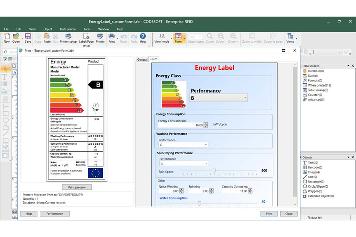 TEKLYNX CODESOFT RFID & Barcode GHS Label Software